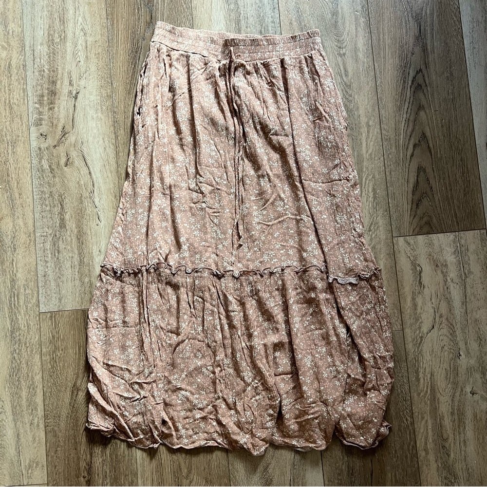 Bohme Floral Daniella Maxi Skirt in Orange Blush Coastal Cowgirl Boho Vintage